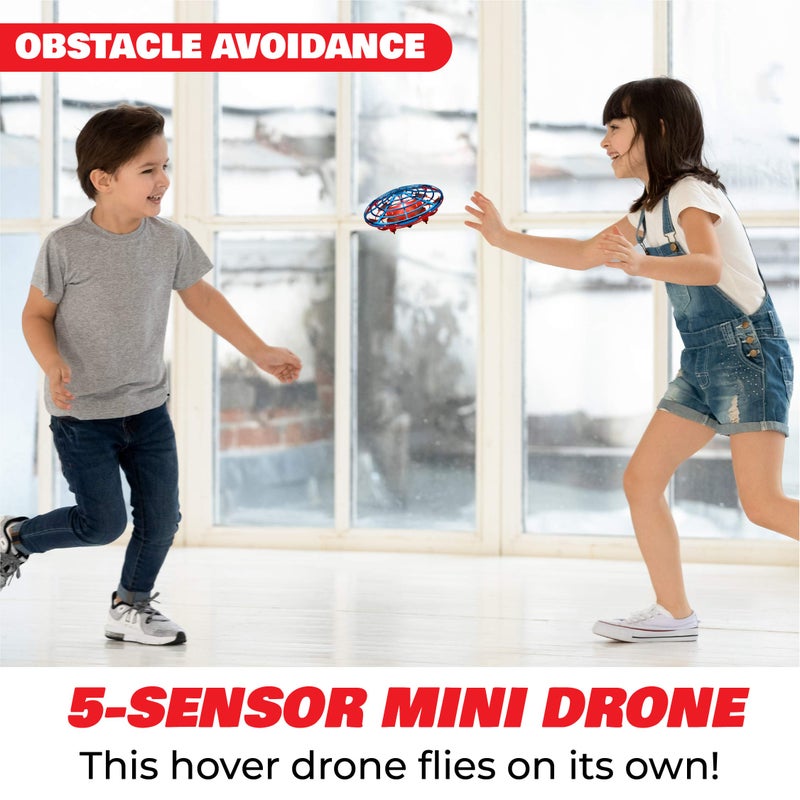 Force1 Scoot Combo Hand Operated Drone for Kids or Adults - Hands Free Motion Sensor Mini Drones, Easy LED Indoor Rechargeable UFO Flying Orb Ball Drone Toys for Boys and Girls (Red/Blue) - Image 3